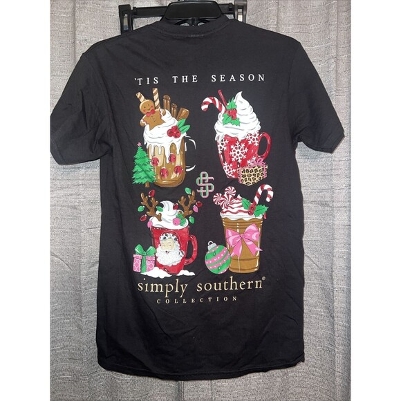 Simply Southern Shirt Women Small Black Tis’ The Season Christmas - Picture 1 of 5